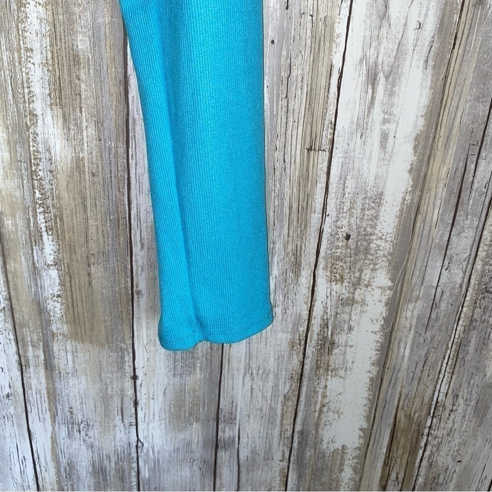 Zara Blue Ruched Crop Top Long Sleeve Stretch Fitted Y2K Coquette Size L - Picture 3 of 5